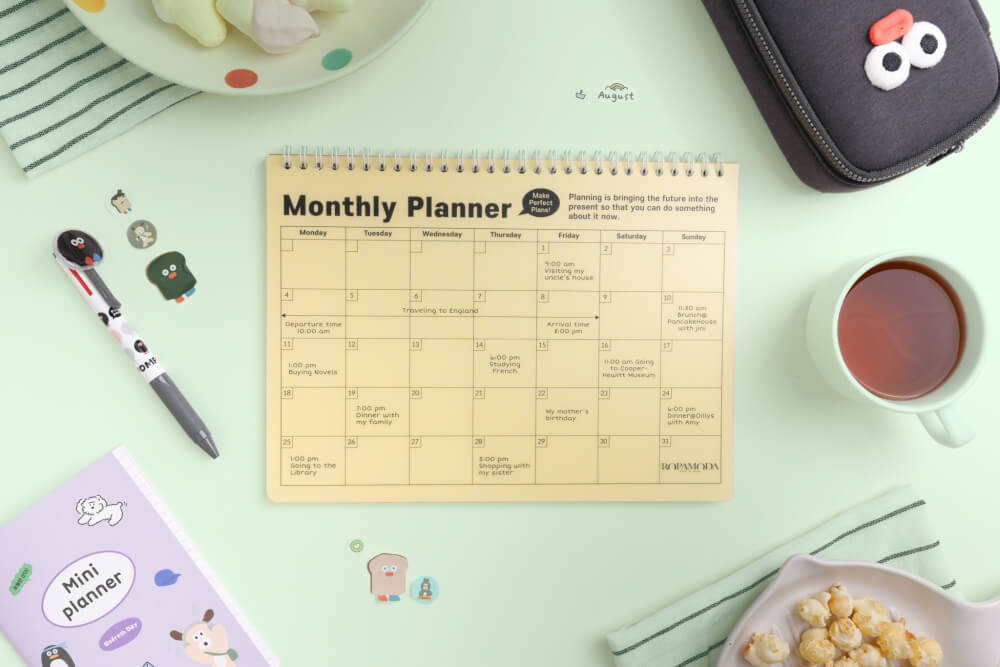 สมุดแพลนเนอร์ PP month planner สีเหลือง